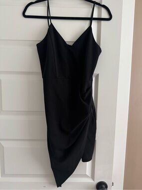 Windsor Black Asymmetrical Party Mini Dress